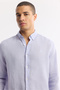 Men's Lilac Button down Collar 100% Linen Comfort Fit Shirt B002191 - 2