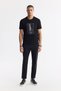 Men's Black Crew Neck Printed Bi-Stretch Interlock Regular Fit T-Shirt A51Y1029 - 5