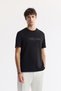 Men's Black Crew Neck Printed Bi-Stretch Interlock Regular Fit T-Shirt A51Y1132