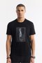 Men's Black Crew Neck Printed Bi-Stretch Interlock Regular Fit T-Shirt A51Y1029 - 2