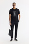 Men's Black Crew Neck Printed Bi-Stretch Interlock Regular Fit T-Shirt A51Y1029 - 6
