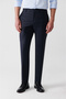 Men's Navy Blue Swallow Collar Slit Wool Blend Comfort Slim Fit Suit B007701 - 5