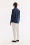 Men's Navy Blue Buttoned Collar 100% Linen Comfort Fit Shirt B002191 - 6
