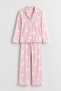 Cotton Buttoned Double Milan Pajama Set Pink Patterned - 2