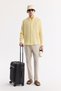 Men's Yellow Button down Collar 100% Linen Comfort Fit Shirt B002191 - 7
