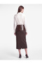 Striped Pencil Skirt with Faux Leather Look Detail and Slit - 4