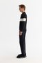 Men's Black Zippered Polo Neck Color Block Knitwear Regular Fit Sweater A42Y5030 - 4