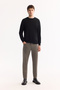 Men's Black Crew Neck Wool Knitwear Sweater B 005013 - 5