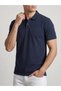 Men's Polo Collar Basic Short Sleeve Casual T-Shirt - Navy Blue - 2