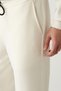 Men's Ecru Elastic Waist Lace-Up Zipper Long Soft Touch Regular Fit Sweatpants A41Y3401 - 6