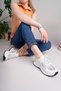 Women's Lace-Up Sequin Knitwear Poly Sole Sports Sneaker Shoes-White