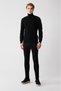 Schwarzer Herren-Strickpullover mit Rollkragenpullover aus Baumwolle mit Muster A32y5198 - 6