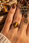 Copper Real Tiger's Eye Ring Adjustable Handcrafted (Gift, Daily, Special)