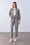 Women's Zippered Jacket Pants Top-Down Gray Set