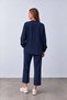 Women's Zippered Jacket Pants Bottom-Top Navy Blue Set - 4