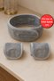 Gray 3-Piece Set 2 Water Absorbent Towels Wrist Face Washing Armband Sports Band & 1 Hair Band Set
