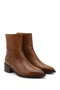 Women's Tan Zippered Pointed Toe Genuine Leather Boots - 4