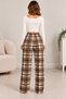 Women's Brown Plaid Patterned Fleece Pajama Bottoms – Soft Textured, Elastic, Comfortable Fit - 3