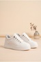 Women's Stone Detailed Bow Patterned Thick Flat Sole Sneaker Lace-Up Comfortable Daily Sports Shoes Walking Shoes - 3