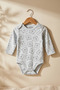 100% Natural Cotton Long-Sleeved Baby Bodysuit - Teddy Bear Print, Soft-Textured Fabric - 5