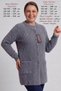 Women's Thick-Textured Winter Cardigan with Stretch Fabric and Soft-Textured Design, Lycra-Blend, 80 cm, Angora-Look, Buttoned, Gray, Long Pockets, Fuzzy Yarn, Plus Size