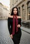 Burgundy White Polka Dot Patterned Viscose Long Scarf - 150X6 cm - 6