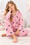 Girl Cotton Pink Color Long Sleeve Buttoned Pajama Set - 2