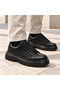 Men's Black Vegan Leather Casual Everyday Sneakers with Platform Soles BT X24 - 5