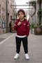 Boys' 100% Cotton Burgundy Hooded Sweatsuit Top and Bottom Set—Sports Top and Bottom Set for Everyday Wear and School
