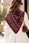 Ultra-Luxury Burgundy-Patterned Shoulder Shawl, Scarf, and Headscarf, 110x110 cm - 2
