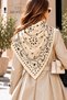 Ultra-Luxury Ecru-Patterned Shoulder Shawl, Scarf, and Headscarf, 110x110 cm - 3