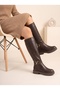 Women's V-Buckle High Sole High Height Blunt Toe Comfortable and Stylish Boots