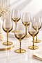 Set of 6 Gold Plated Glass Footed Cocktail Soft Drink Wine Glasses 460ml