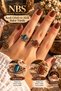 Pure Copper 2 Pieces Adjustable Ring Combination Agate, Cat Eye Gorgeous Colors Quality Elegant Gift