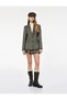 Belt-Detail Thick Pleated Mini Skirt