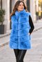 Women's Mock Neck, Hook-and-Eye Closure, Zipper, Plush Fur Vest with Zippered Pockets, Sleeveless Winter Vest