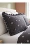 Elora Anthracite Gray Ruffled and Floral-Embroidered 100% Cotton 6-Piece Double-Size Luxury Duvet Cover Set - 4