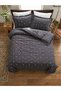 Elora Anthracite Gray Ruffled and Floral-Embroidered 100% Cotton 6-Piece Double-Size Luxury Duvet Cover Set - 3