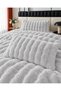 LA LUNE HOME Rabbit-Fur Bubble-Embossed Double-Size Bedspread Set 220x240 cm Welsoft Fleece Sleep-Friendly Felt-Padded with 2 Pillowcases and Carry Bag—Gray - 2