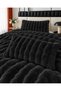 LA LUNE HOME Rabbit-Fur Bubble-Embossed Double-Size Bedspread Set 220x240 cm Welsoft Fleece Sleep-Friendly Felt-Padded with 2 Pillowcases and Carry Bag ANTHRACITE - 3