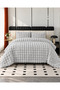 LA LUNE HOME Rabbit-Fur Bubble-Embossed Double-Size Bedspread Set 220x240 cm Welsoft Fleece Sleep-Friendly Felt-Padded with 2 Pillowcases and Carry Bag—Gray - 3