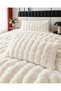 LA LUNE HOME Rabbit-Hair Bubble-Embossed Double Bedspread Set 220x240 cm Welsoft Fleece Sleep-Friendly Felt-Padded with 2 Pillowcases and Carry Bag CREAM - 7