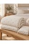 Marshmallow Ruffled Bedspread Set (Single / 180x240) BUTTERFLY PATTERN BEIGE - 8