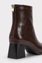 Women's Brown Blunt Toe Thick Heeled Back Zipper Orthopedic Insole Boots Owena - 7