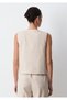 Linen Blend Beige Vest Fitted / Body-Fitting Cut 1110849-70331 - 4