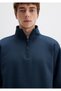 Semi-Zip Navy Blue Basic Sweatshirt 0S10278-70490 - 6