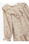 Long Sleeve Crew Neck Ruffled Viscose Floral Dress - 3