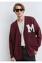 M Printed Burgundy Cardigan Oversize / Wide Cut 0710288-70414 - 4