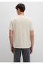 Logo Embroidered Beige Basic T-Shirt Loose Fit / Loose Casual Cut 067074-70072 - 5