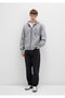 Seal Logo Embroidered Hooded Zippered Gray Sweatshirt 066979-34686 - 3